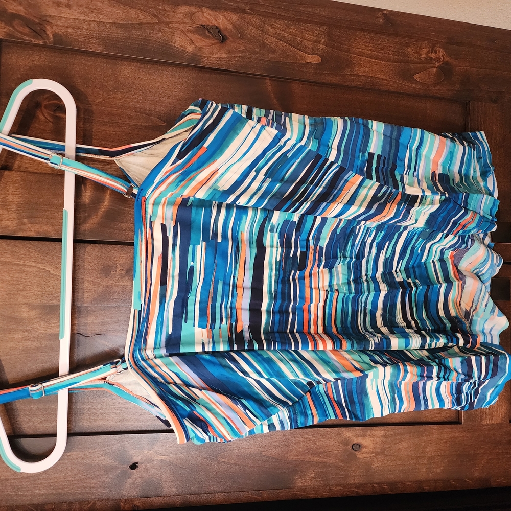 Blue and Orange Striped Swim Tankini Top - Picture 3 of 3